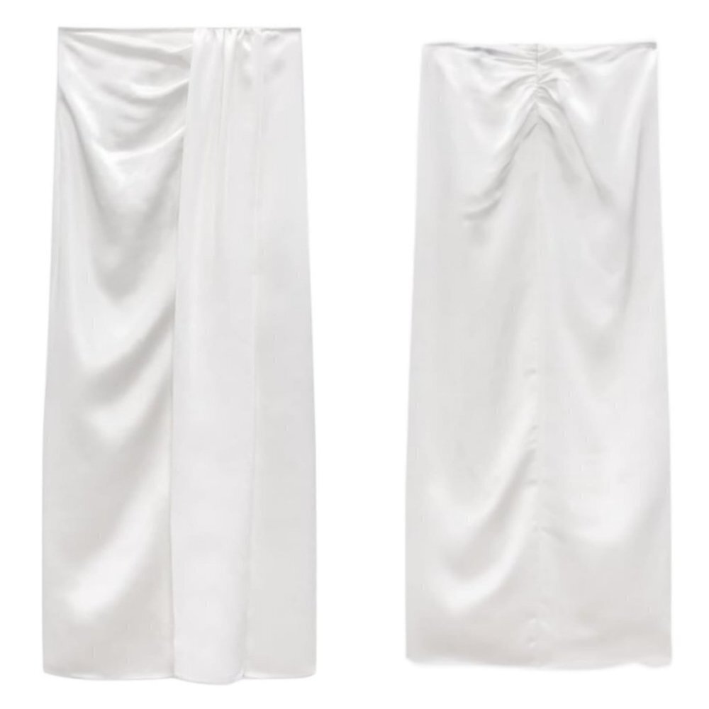 SATIN EFFECT DRAPED SKIRT SS22 ECRU | 3391/685